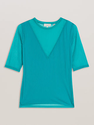 Ted Baker Emikoo Ribbed Mesh Top, Green