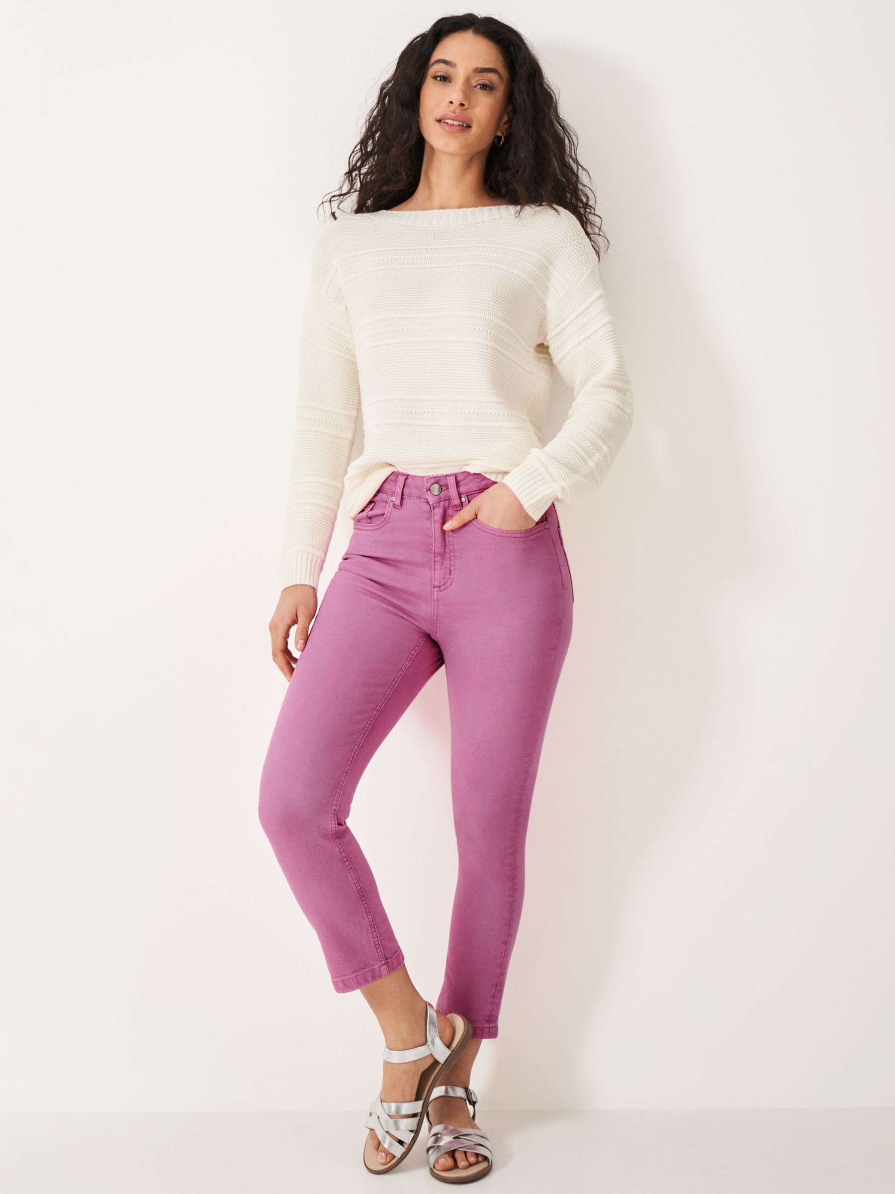 Crew Clothing Cropped Jeans, Pastel Pink, 6