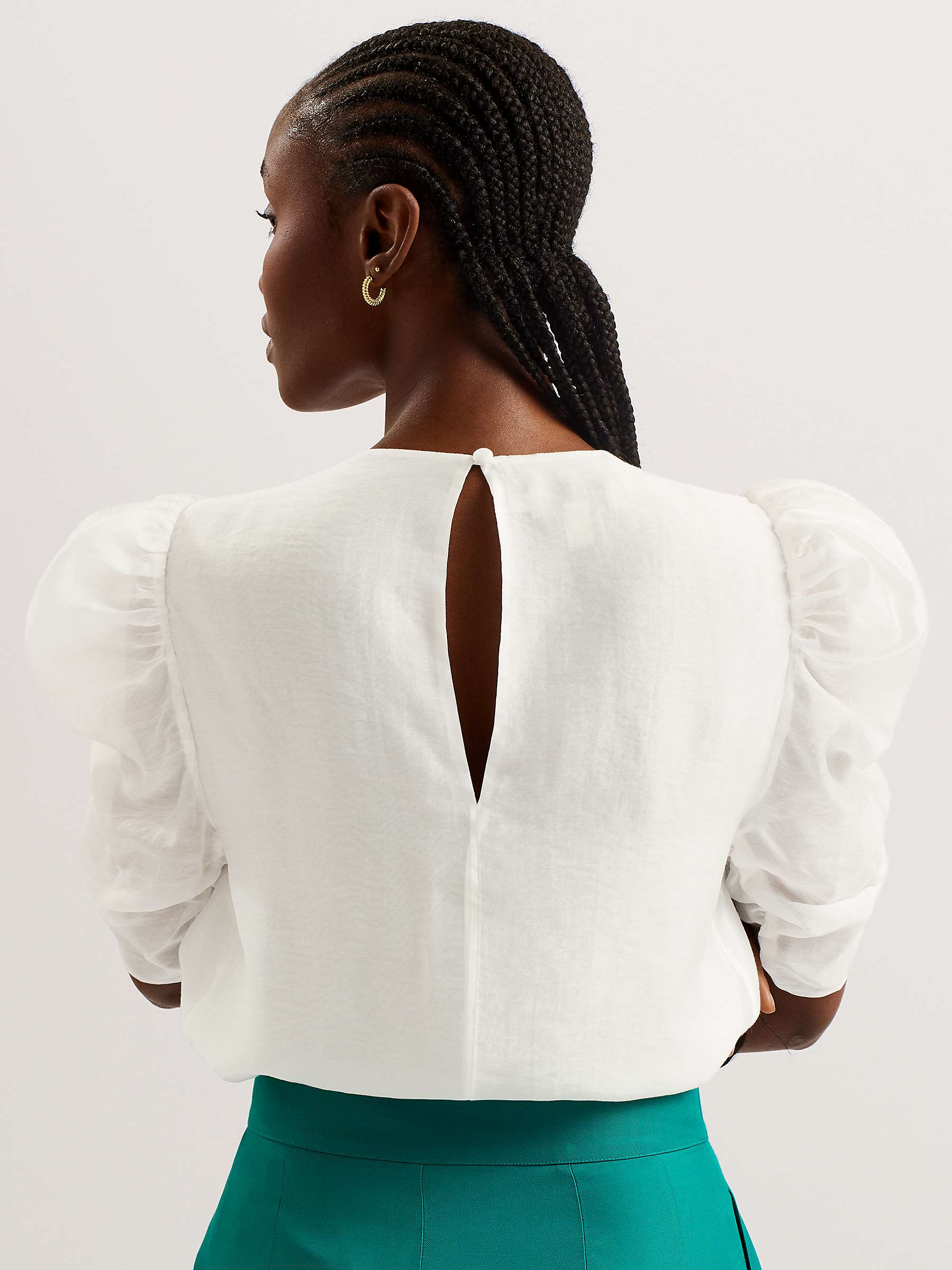 Buy Ted Baker Sachiko Ruched Puff Sleeve Organza Top Online at johnlewis.com