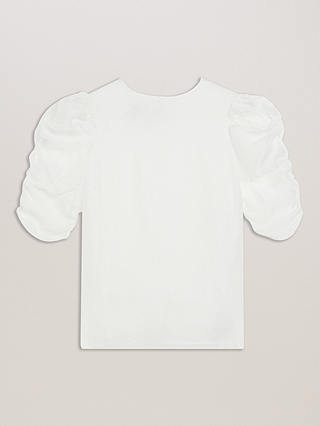 Ted Baker Sachiko Ruched Puff Sleeve Organza Top, Ivory