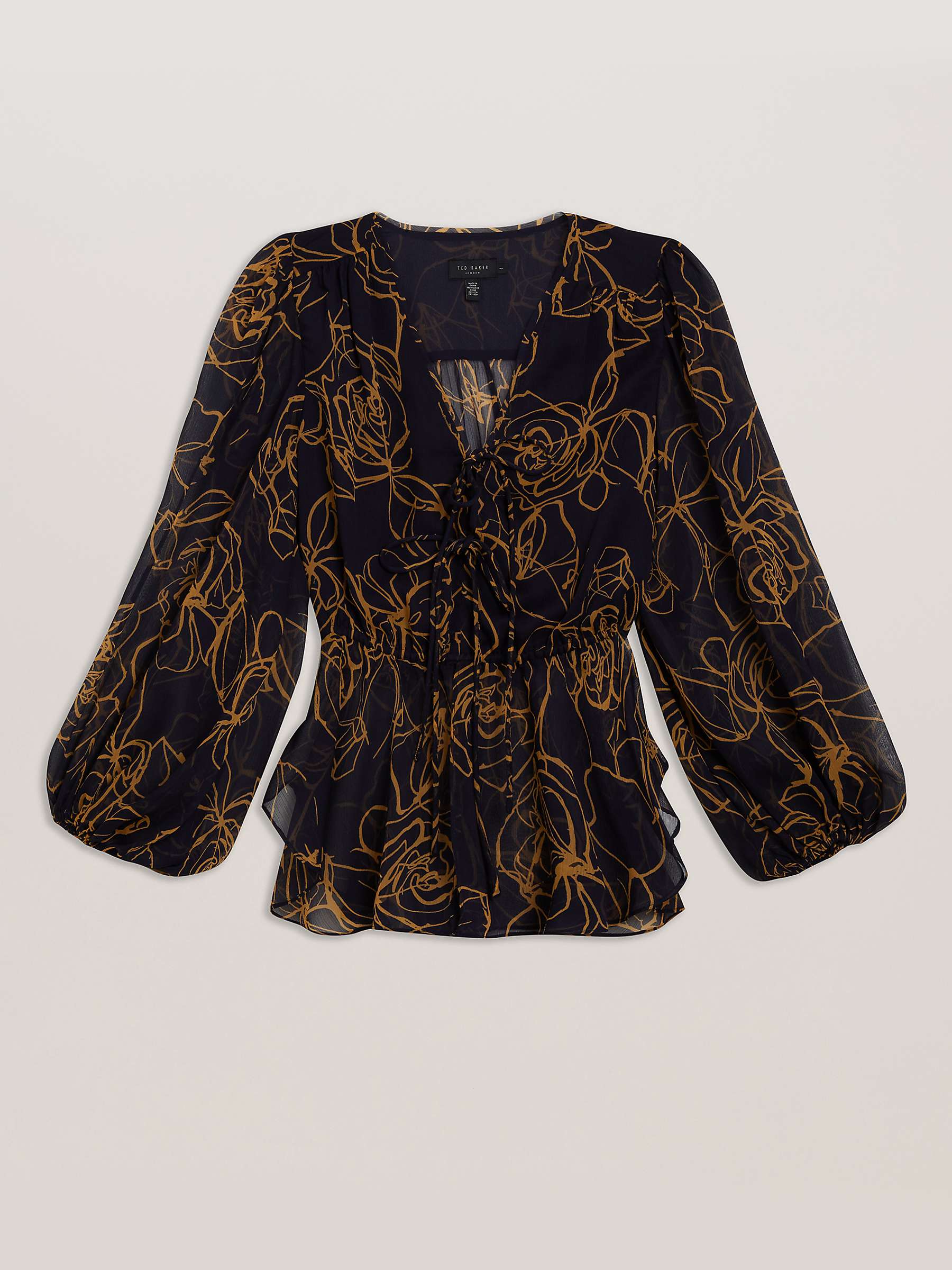 Buy Ted Baker Kazuko Abstract Floral Print Peplum Blouse, Navy/Multi Online at johnlewis.com
