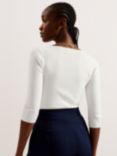 Ted Baker Vallryy Square Neck Fitted Knit Top, Natural Ivory