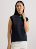 Ted Baker Kaedee Knit Twisted Neck Easy Fit Top, Blue Navy