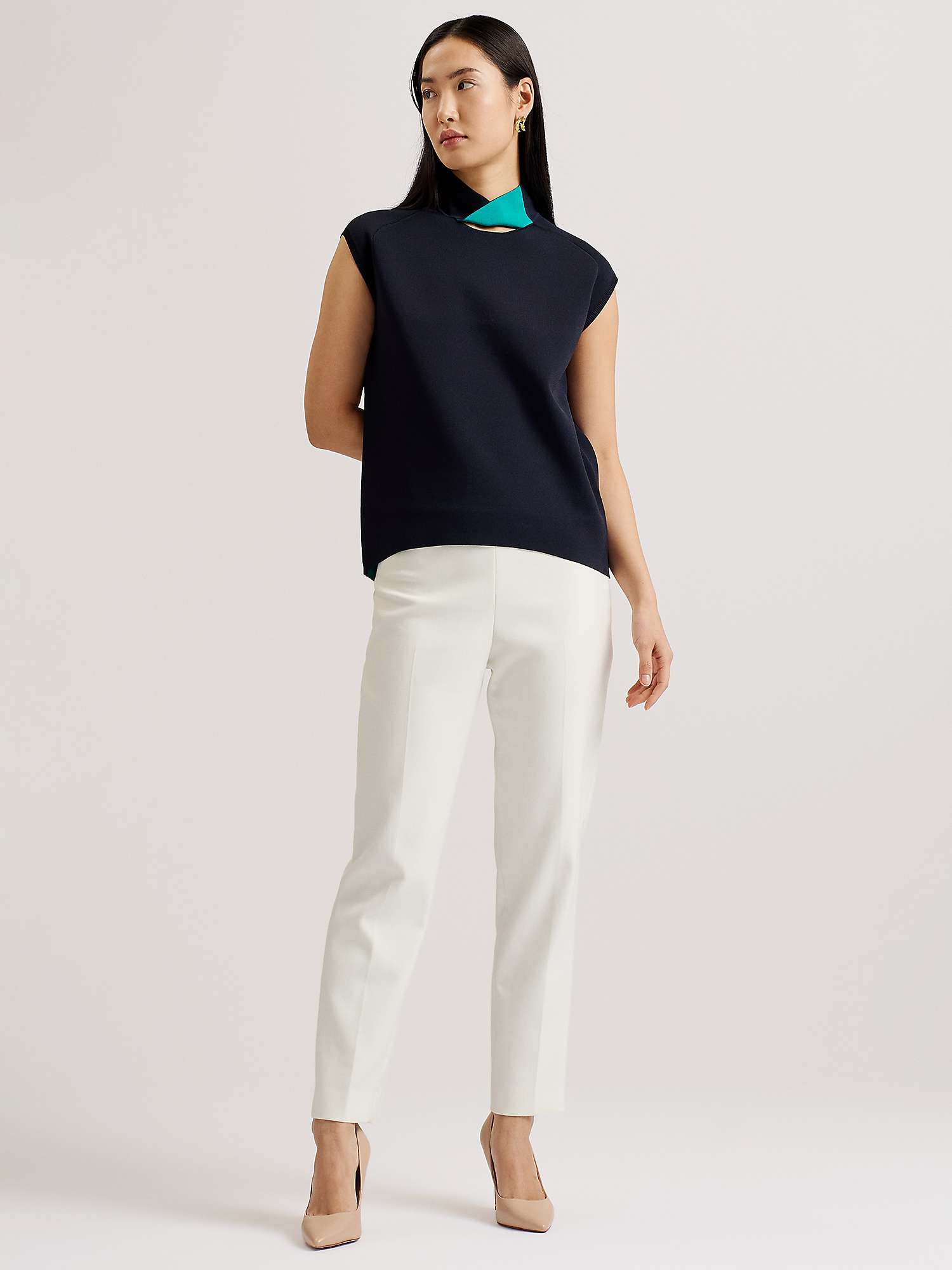 Buy Ted Baker Kaedee Knit Twisted Neck Easy Fit Top, Blue Navy Online at johnlewis.com