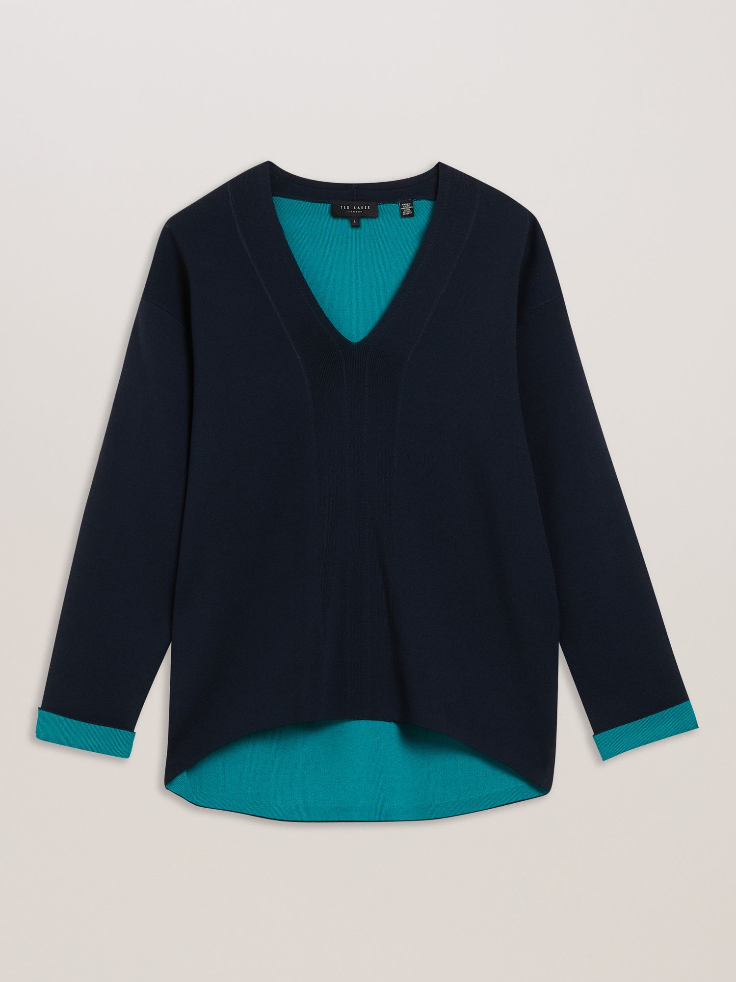 Buy Ted Baker Mikelaa Twisted Neck Jumper, Navy/Turquoise Online at johnlewis.com