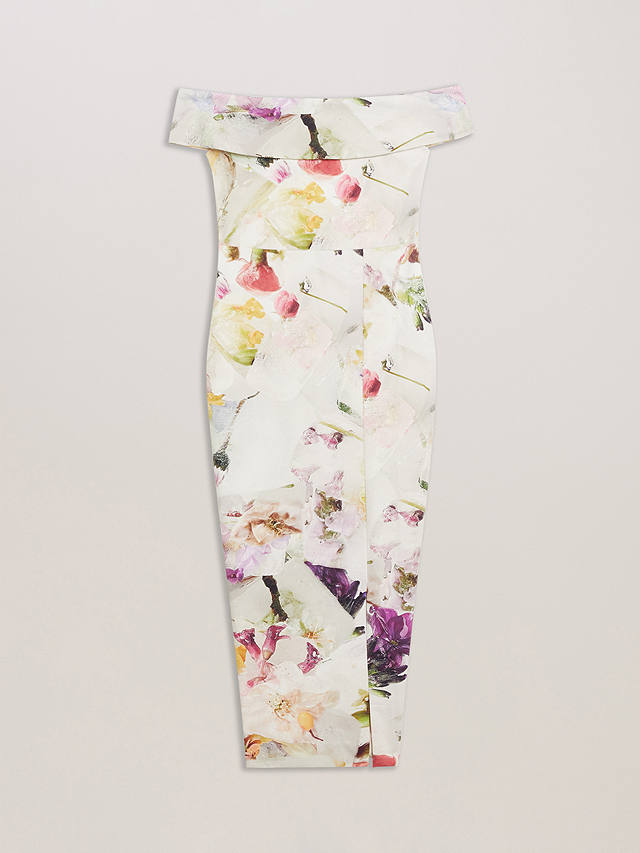 Ted Baker Merreen Scuba Floral Midi Dress, White/Multi