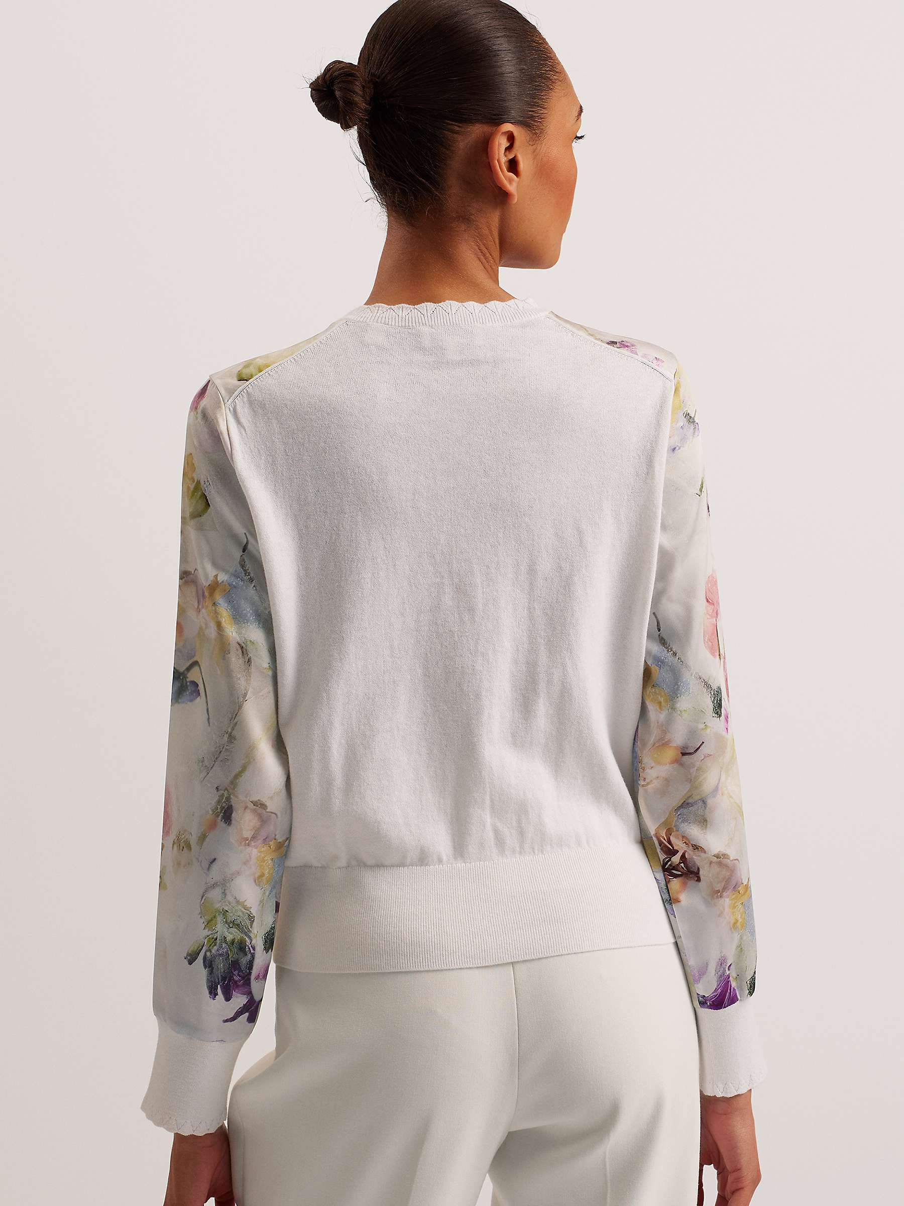 Buy Ted Baker Haylou Floral Woven Front Cardigan, White/Multi Online at johnlewis.com