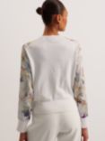 Ted Baker Haylou Floral Woven Front Cardigan, White/Multi, White/Multi