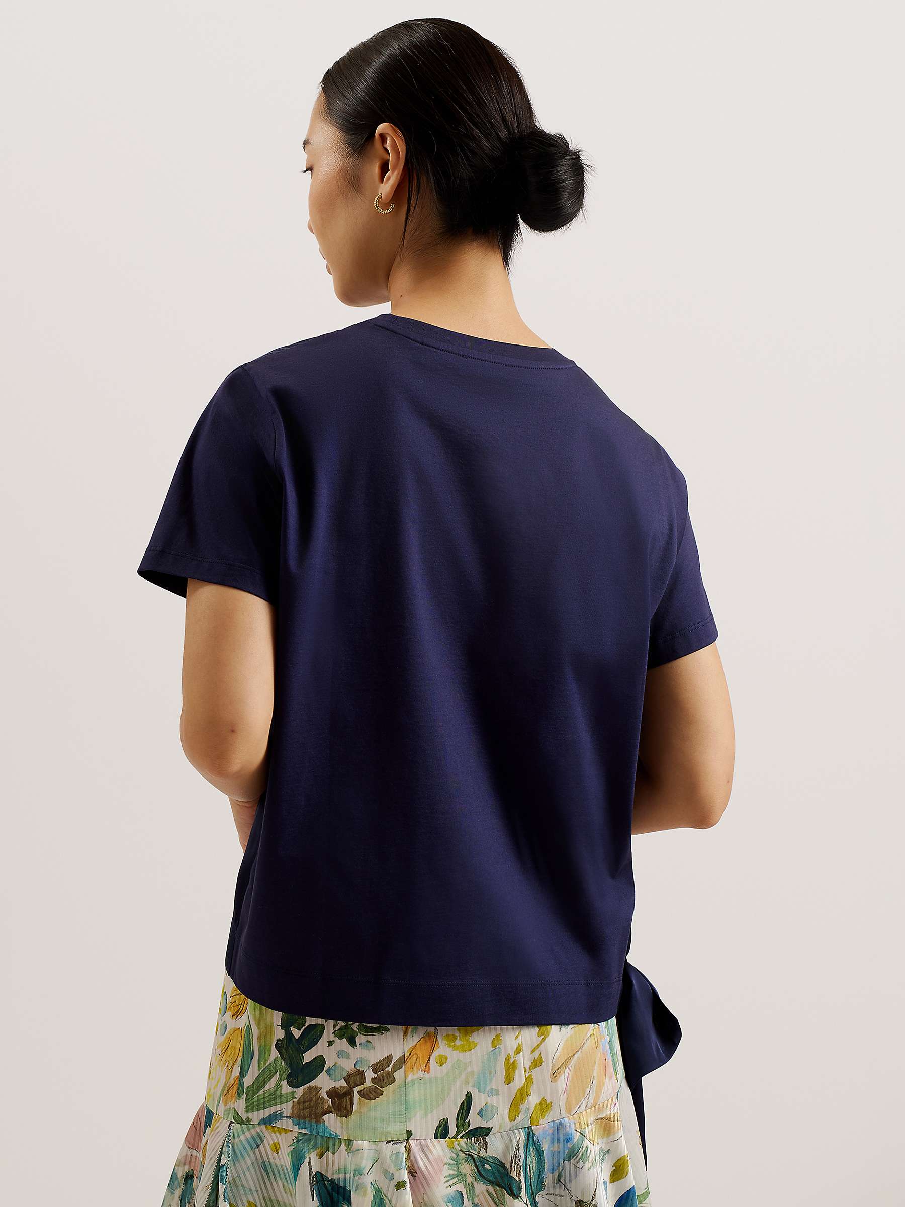 Buy Ted Baker Doretaa Satin Front Jersey Top, Navy Online at johnlewis.com