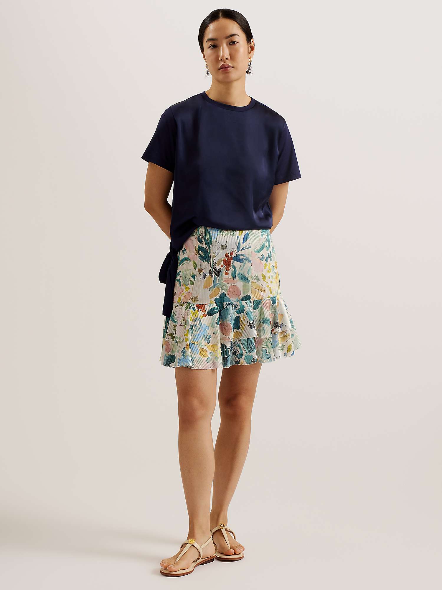 Buy Ted Baker Doretaa Satin Front Jersey Top, Navy Online at johnlewis.com