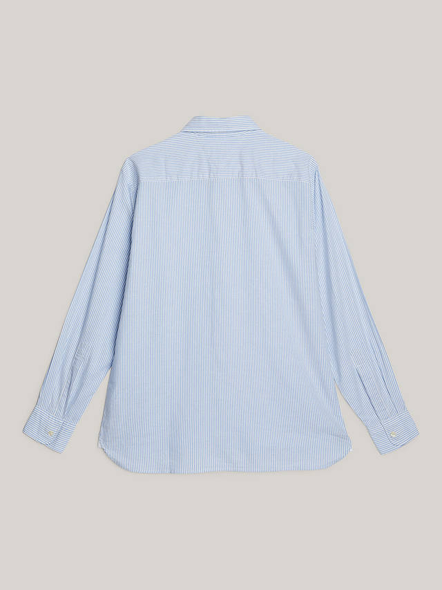 Tommy Hilfiger Adaptive Organic Cotton Blend Striped Shirt, Blue/White