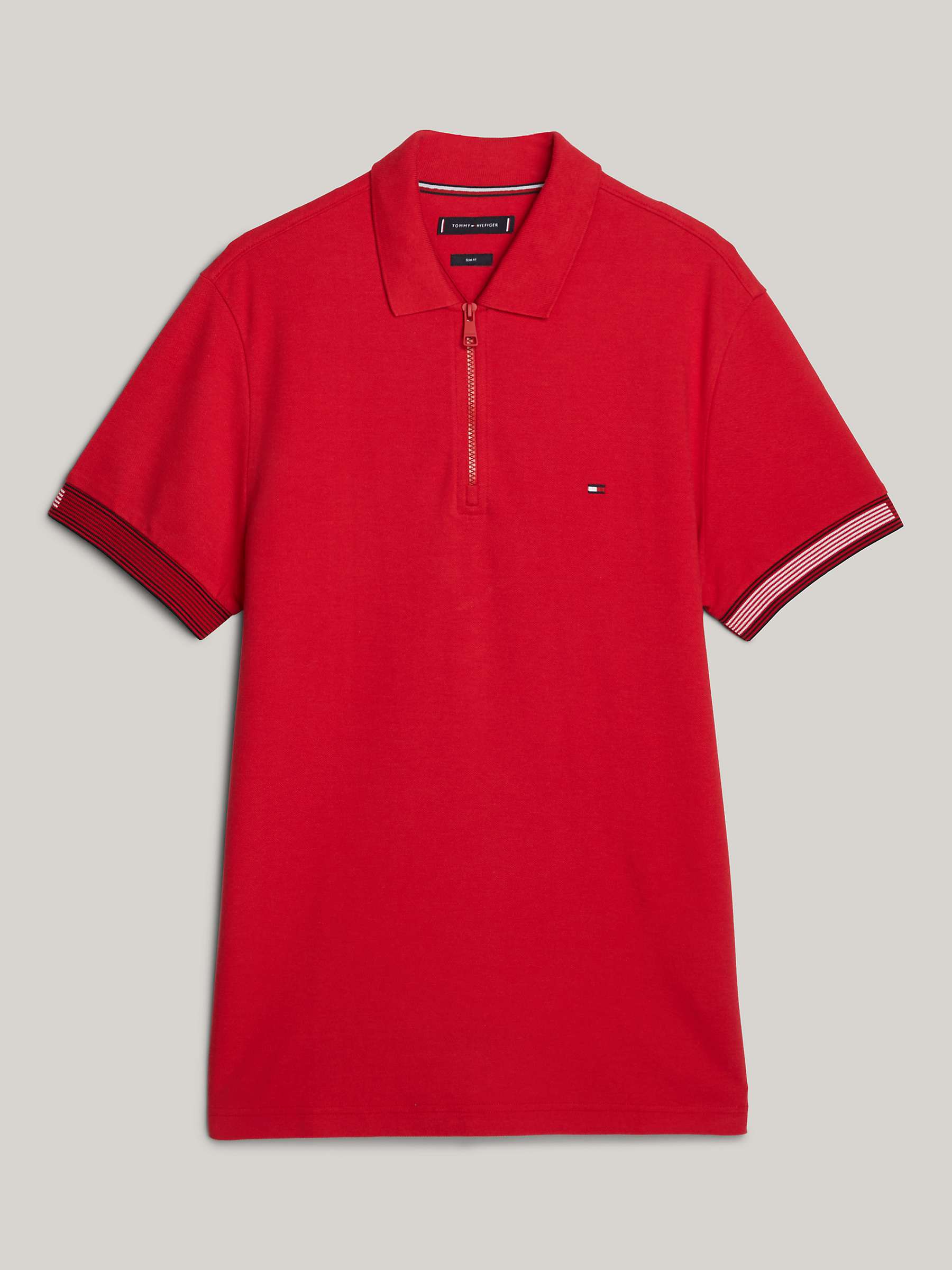 Buy Tommy Hilfiger Adaptive Organic Cotton Blend Slim Fit Polo Shirt, Primary Red Online at johnlewis.com