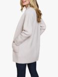 Pure Collection Wool Cashmere Blend Rib Knit Edge To Edge Cardigan, Vanilla