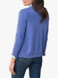Pure Collection Crew Neck Cashmere Cardigan, Wedgewood Blue