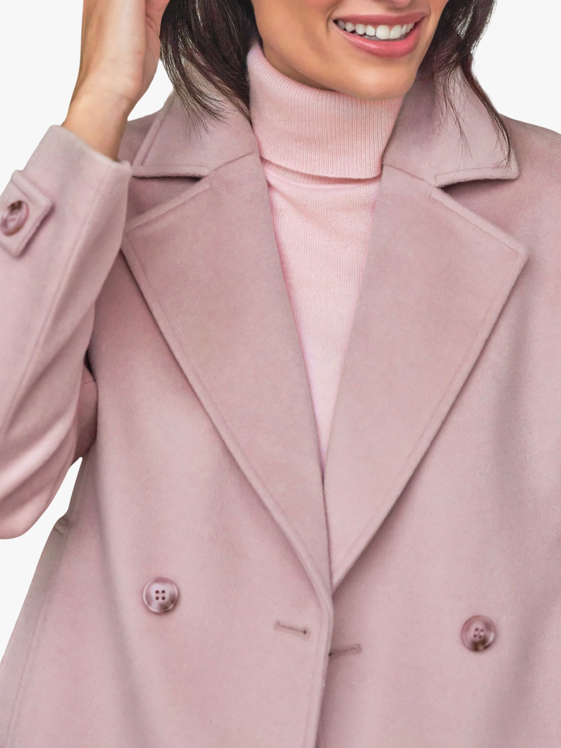 Buy Pure Collection Short Wool Coat, Pale Pink Online at johnlewis.com