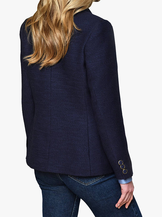 Pure Collection Textured Double Breasted Blazer, Navy