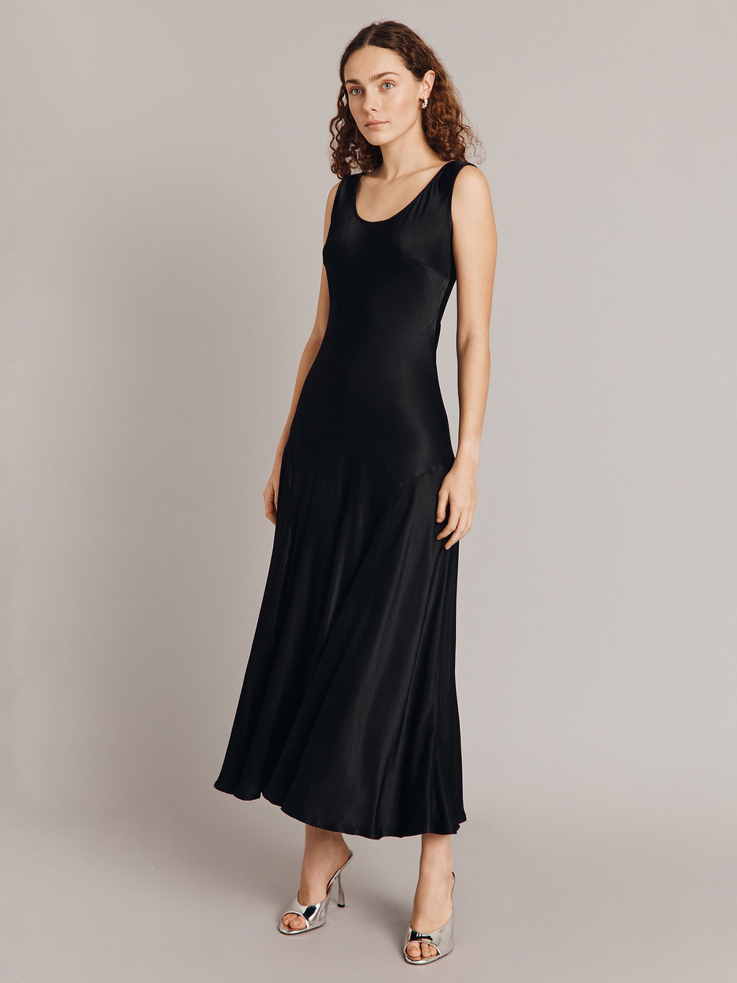 Truly Burnout Slip Maxi Dress, Black at John Lewis & Partners