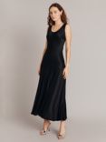 Ghost Maisie Sleeveless Satin Maxi Dress, Black