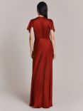 Ghost Delphine Bias Cut Satin Maxi Dress, Red