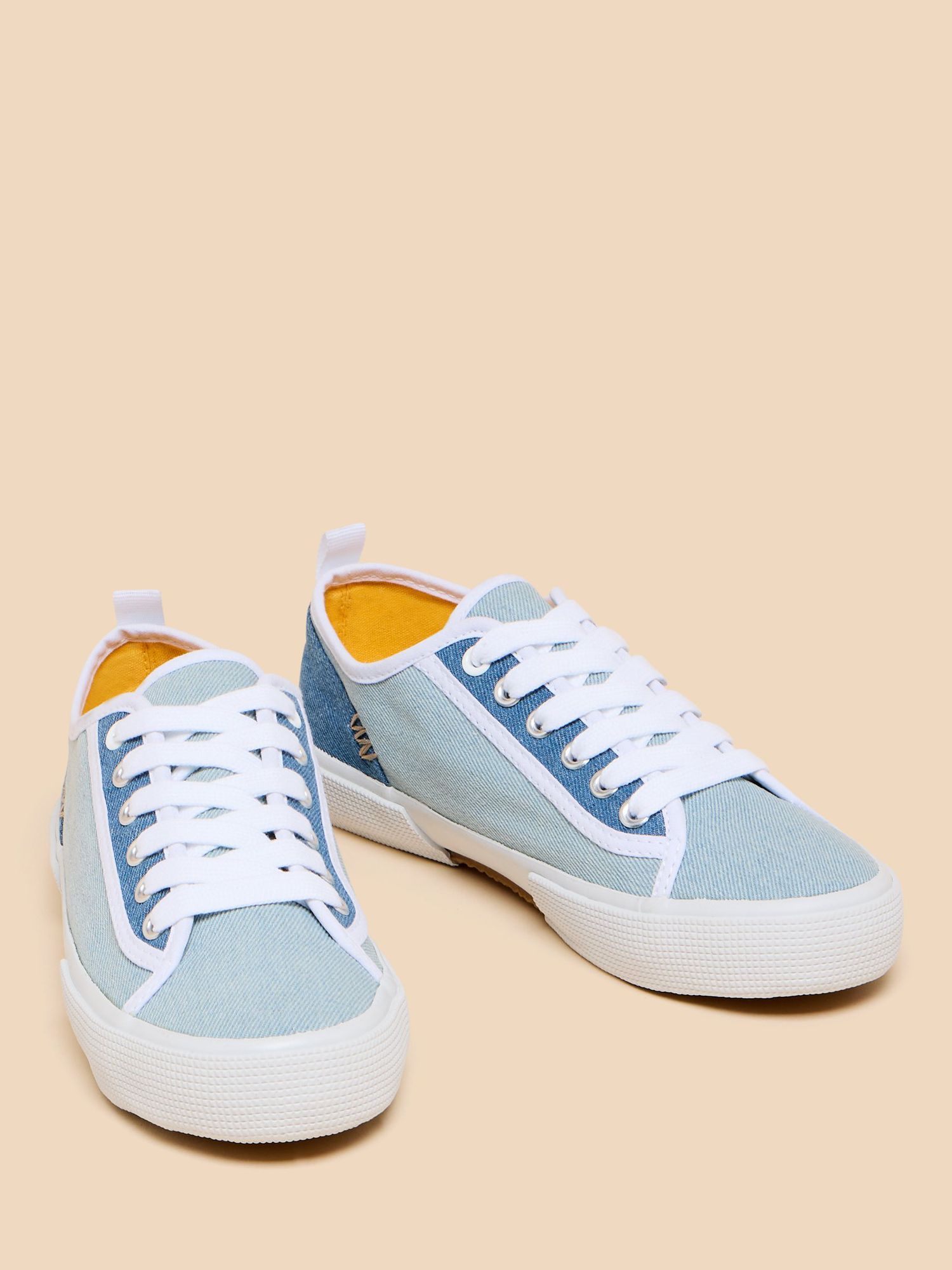 Buy White Stuff Pippa Canvas Lace Up Trainers, Blue Online at johnlewis.com