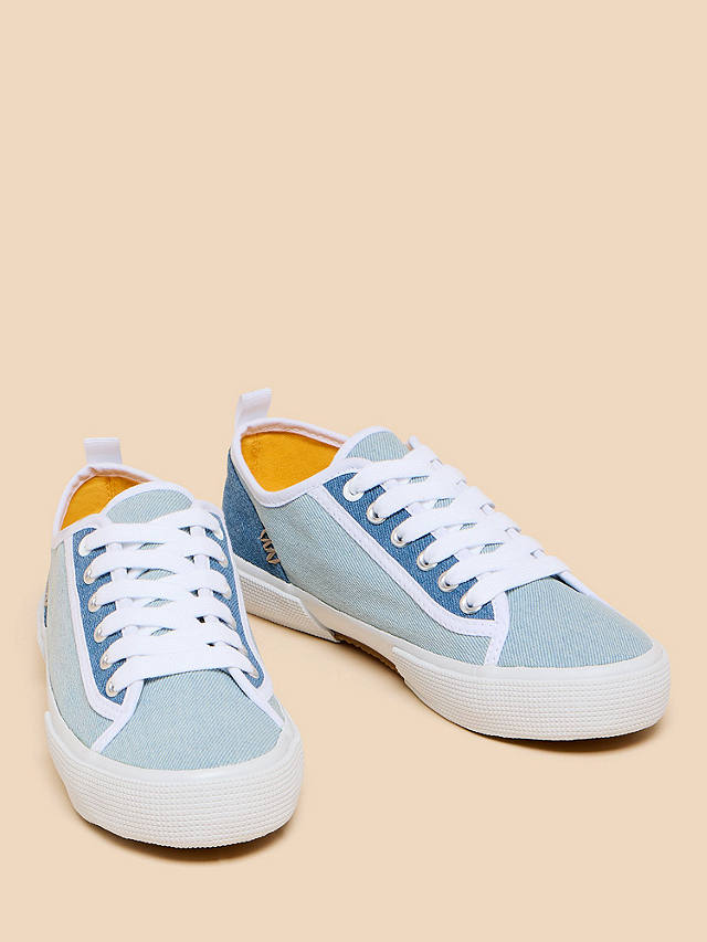White Stuff Pippa Canvas Lace Up Trainers, Blue