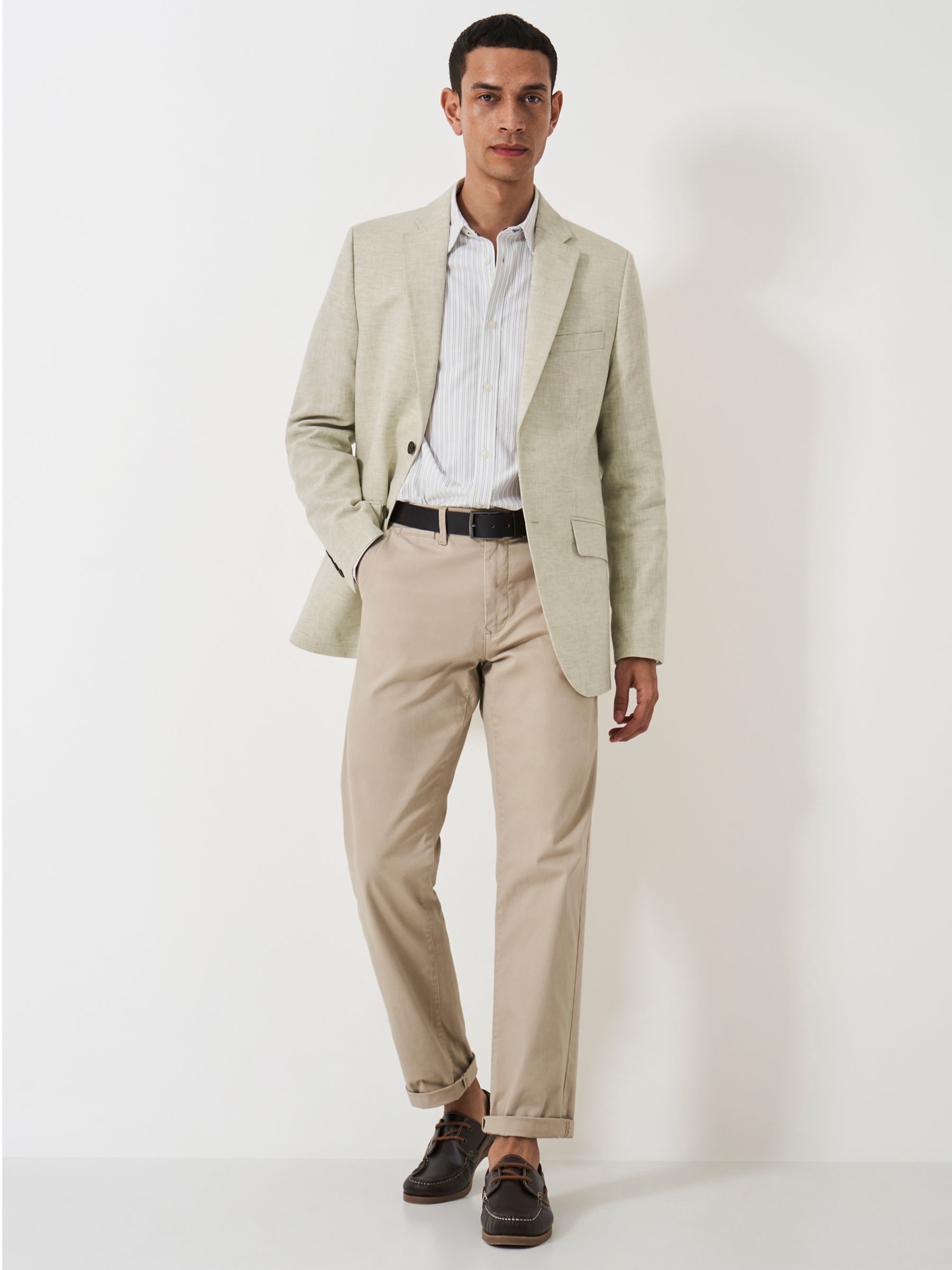 Crew Clothing Linen Blend Blazer, Beige