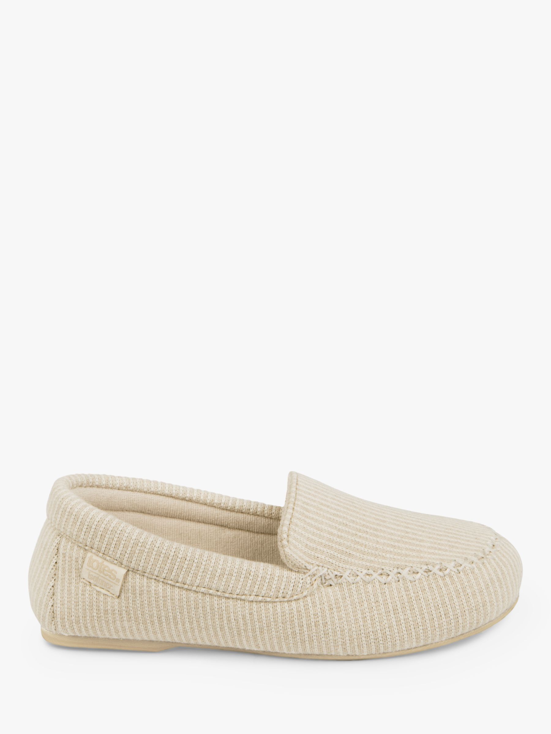totes Textured Moccasin Slippers, Beige, 4