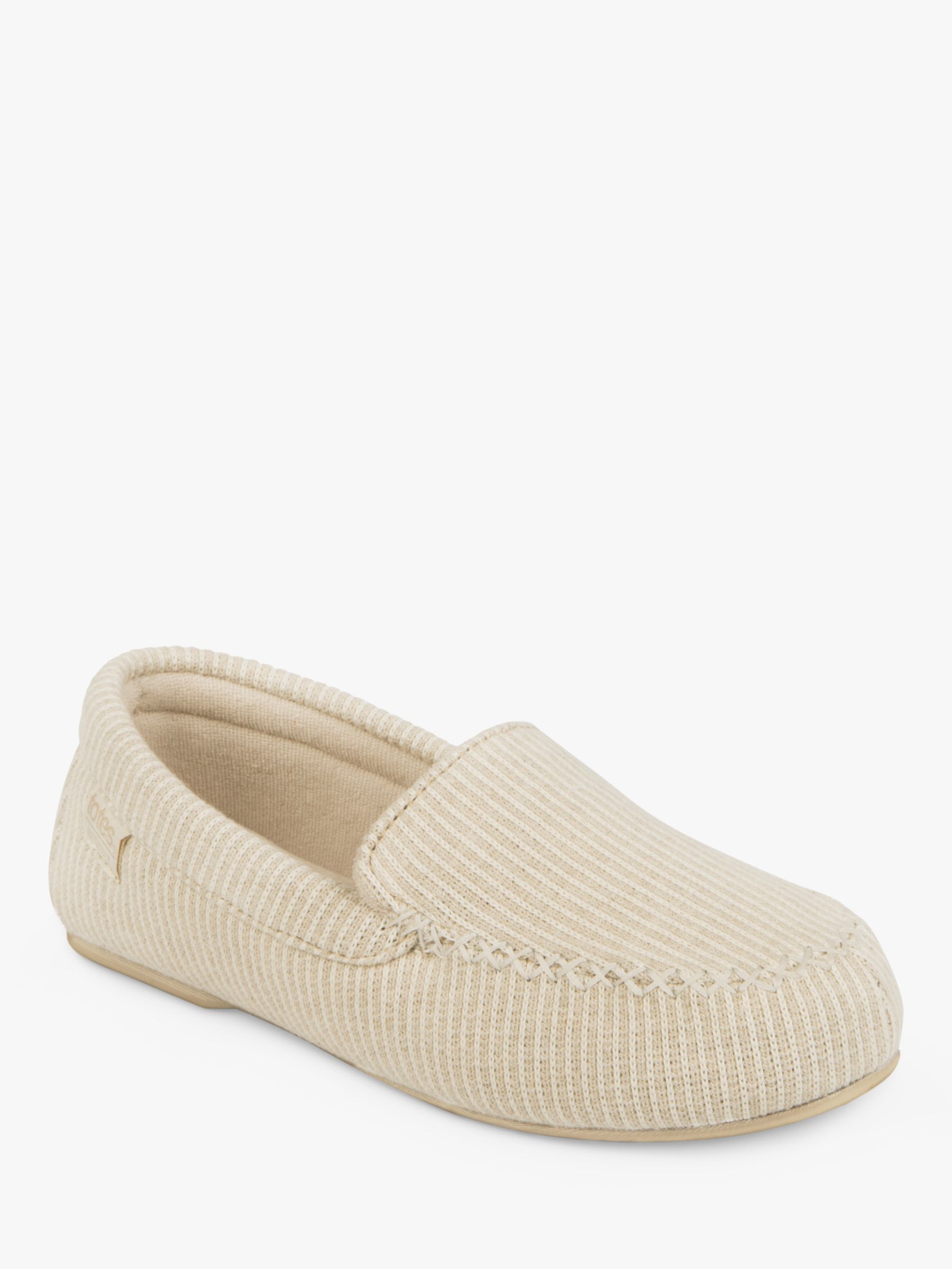totes Textured Moccasin Slippers, Beige, 4