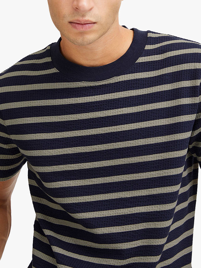 Casual Friday Thor Striped Short Sleeve T-Shirt, Green/Navy