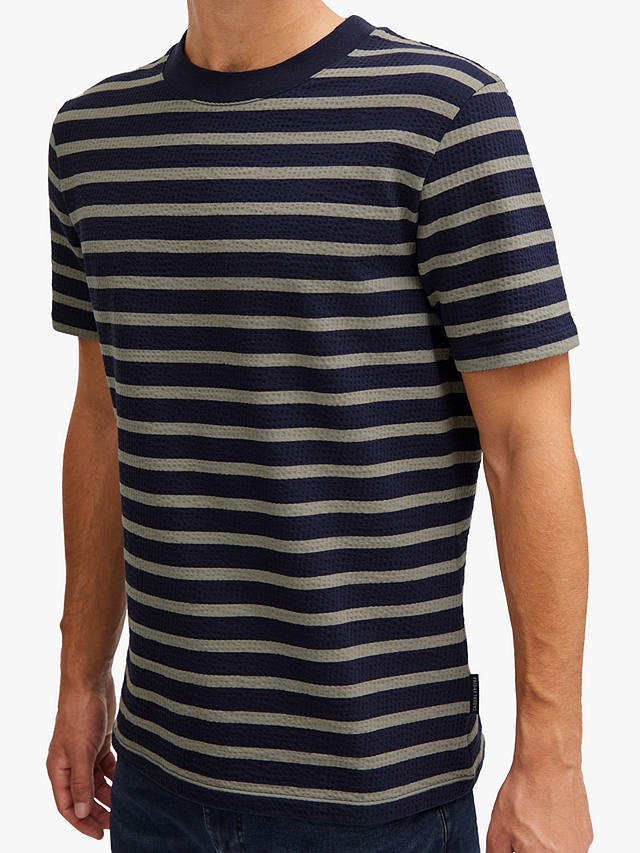 Casual Friday Thor Striped Short Sleeve T-Shirt, Green/Navy