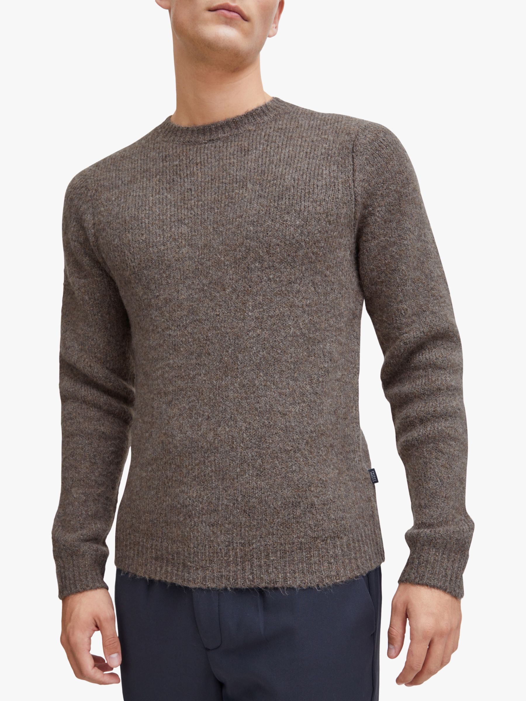Casual Friday Karl Lambswool Mix Knitted Jumper, Brown, M