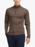 Casual Friday Karlo Long Sleeve Knitted Zip Jumper, Brown