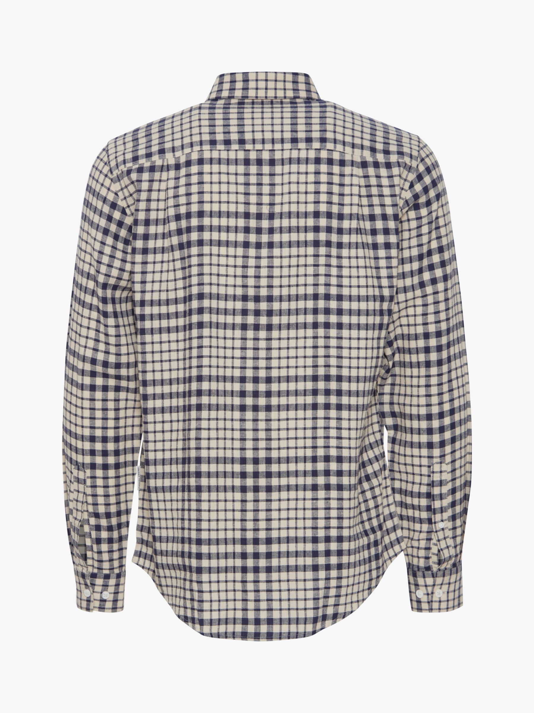 Buy Casual Friday Anton Checked Linen Blend Shirt, Dark Navy/Cream Online at johnlewis.com