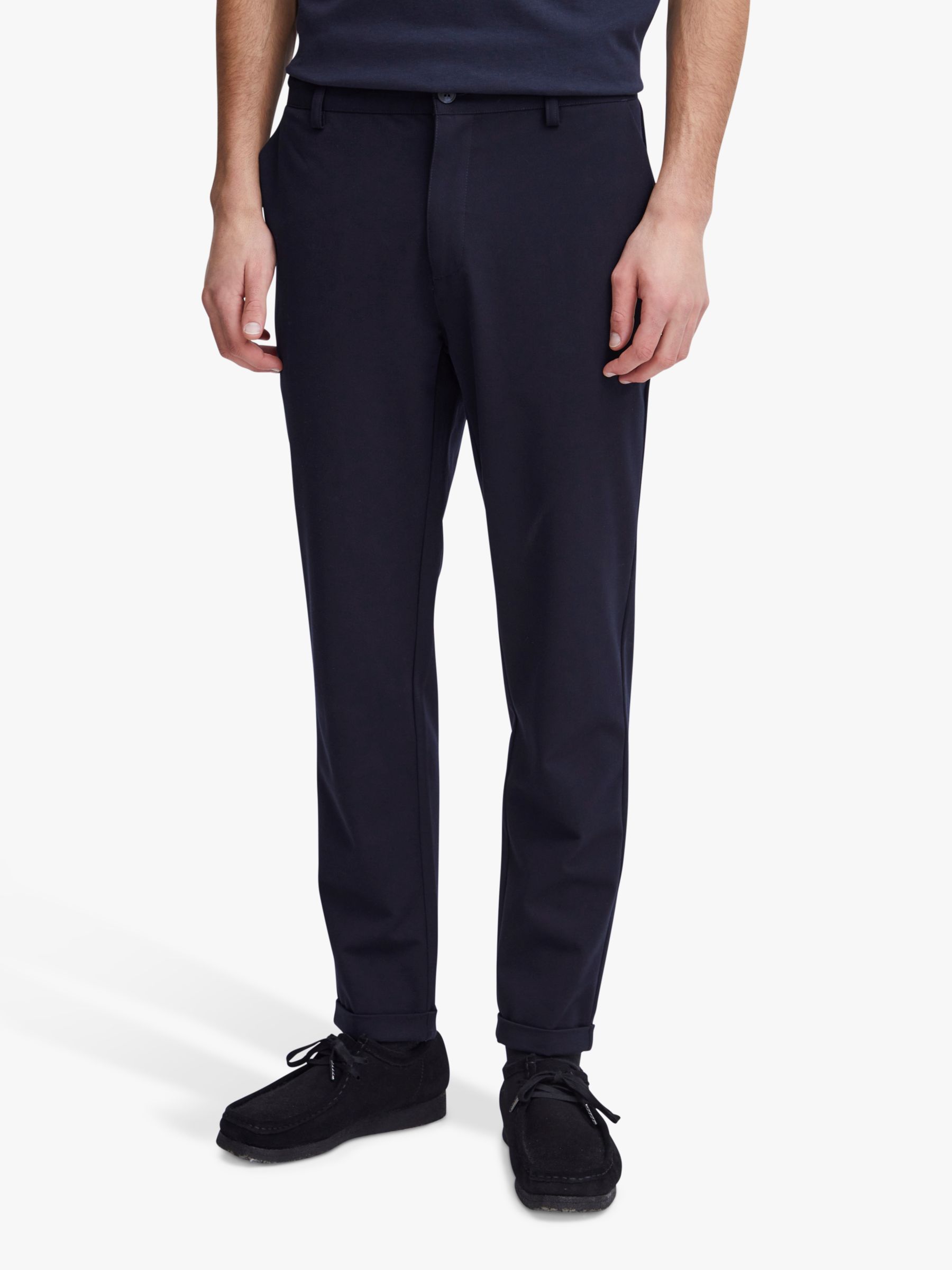 Casual Friday Gale Stretch Slim Fit Trousers, Dark Navy at John Lewis ...