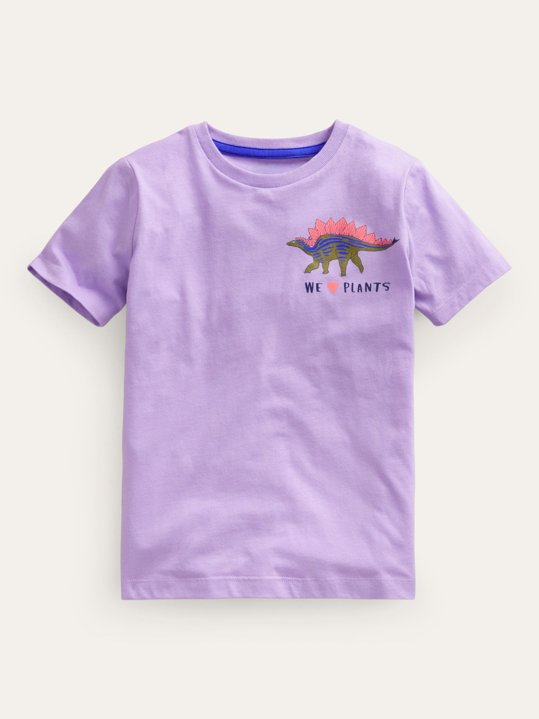 Mini Boden Kids' Dinosaur Front & Back Print T-Shirt, Misty Lavender, 9-10Y
