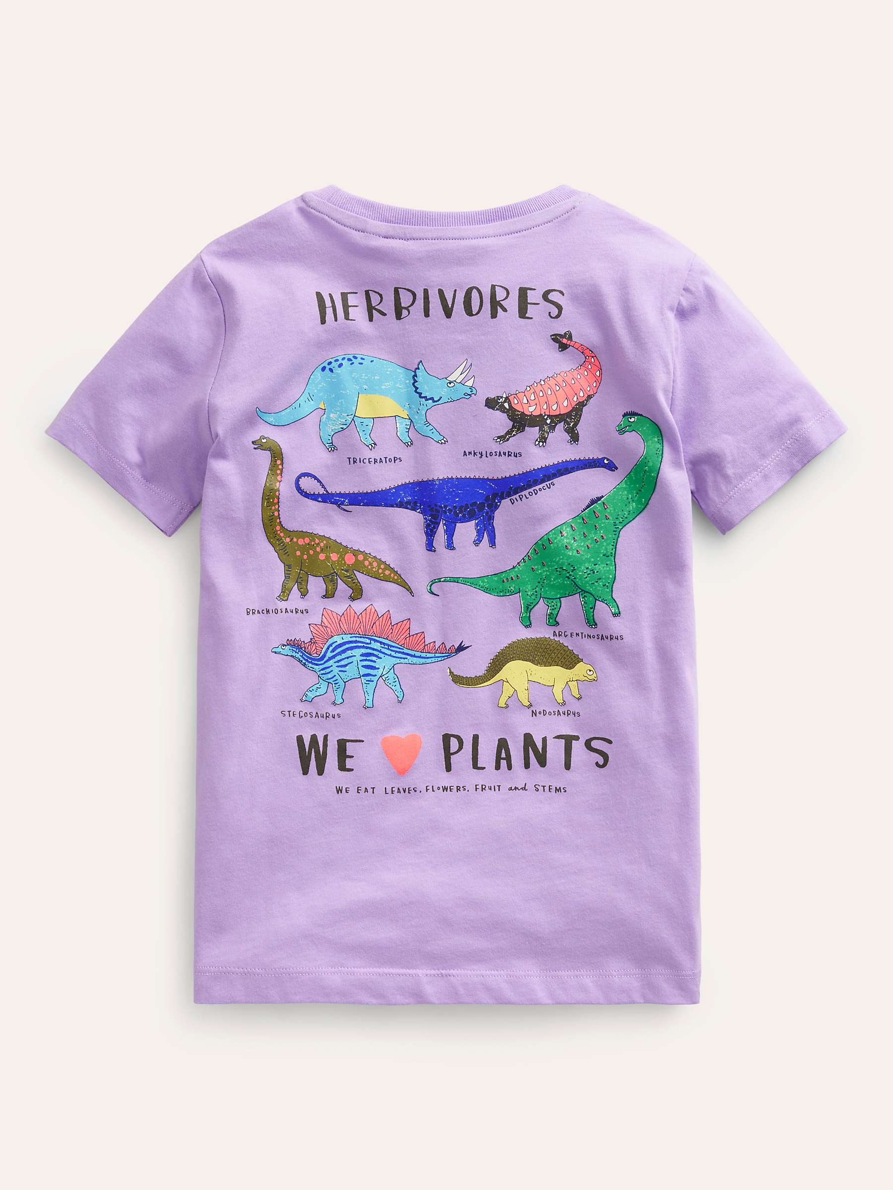 Buy Mini Boden Kids' Dinosaur Front & Back Print T-Shirt, Misty Lavender Online at johnlewis.com