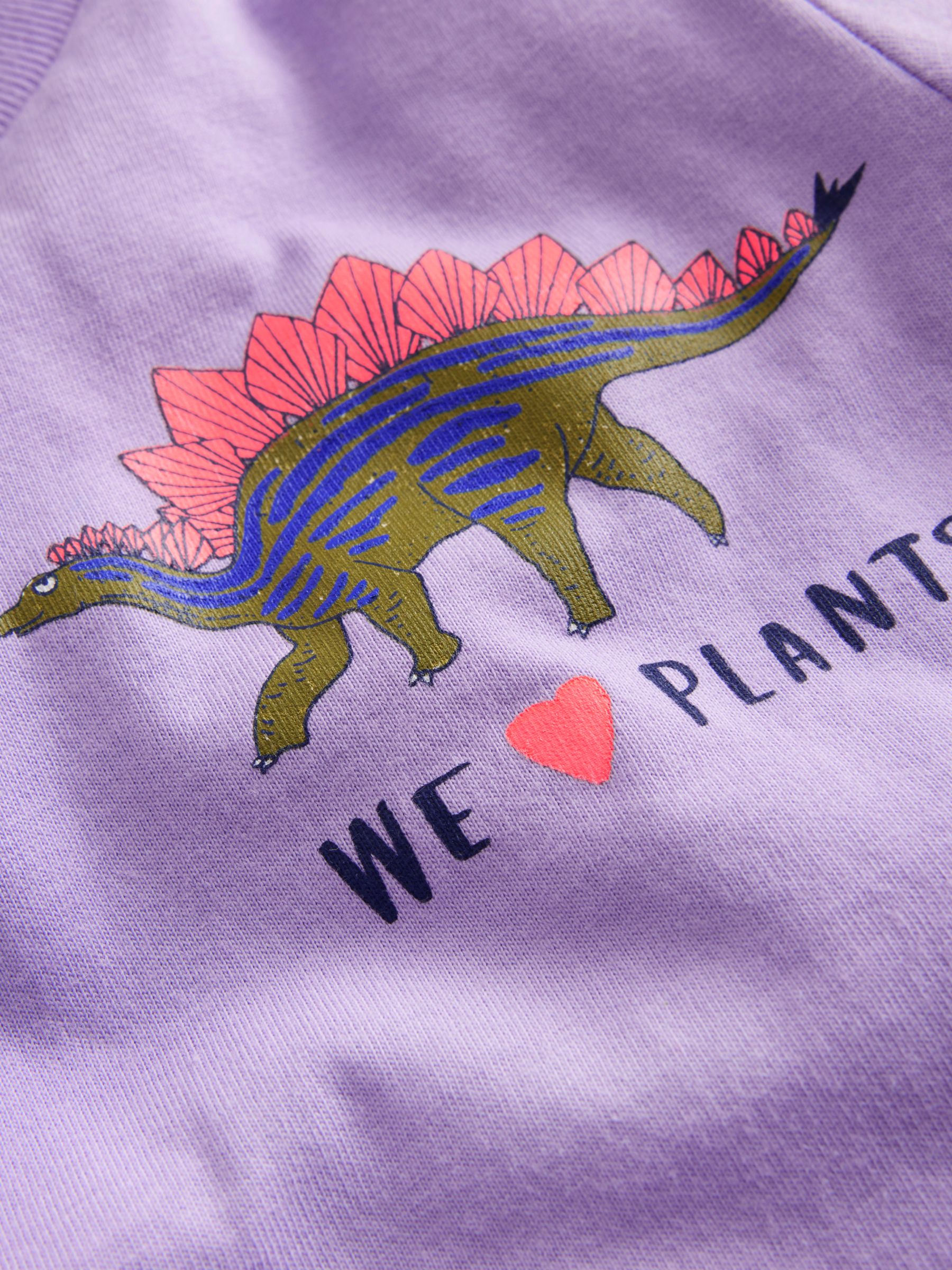 Mini Boden Kids' Dinosaur Front & Back Print T-Shirt, Misty Lavender, 9-10Y
