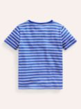 Boden Chicken Applique Striped T-Shirt, Blue/Ivory