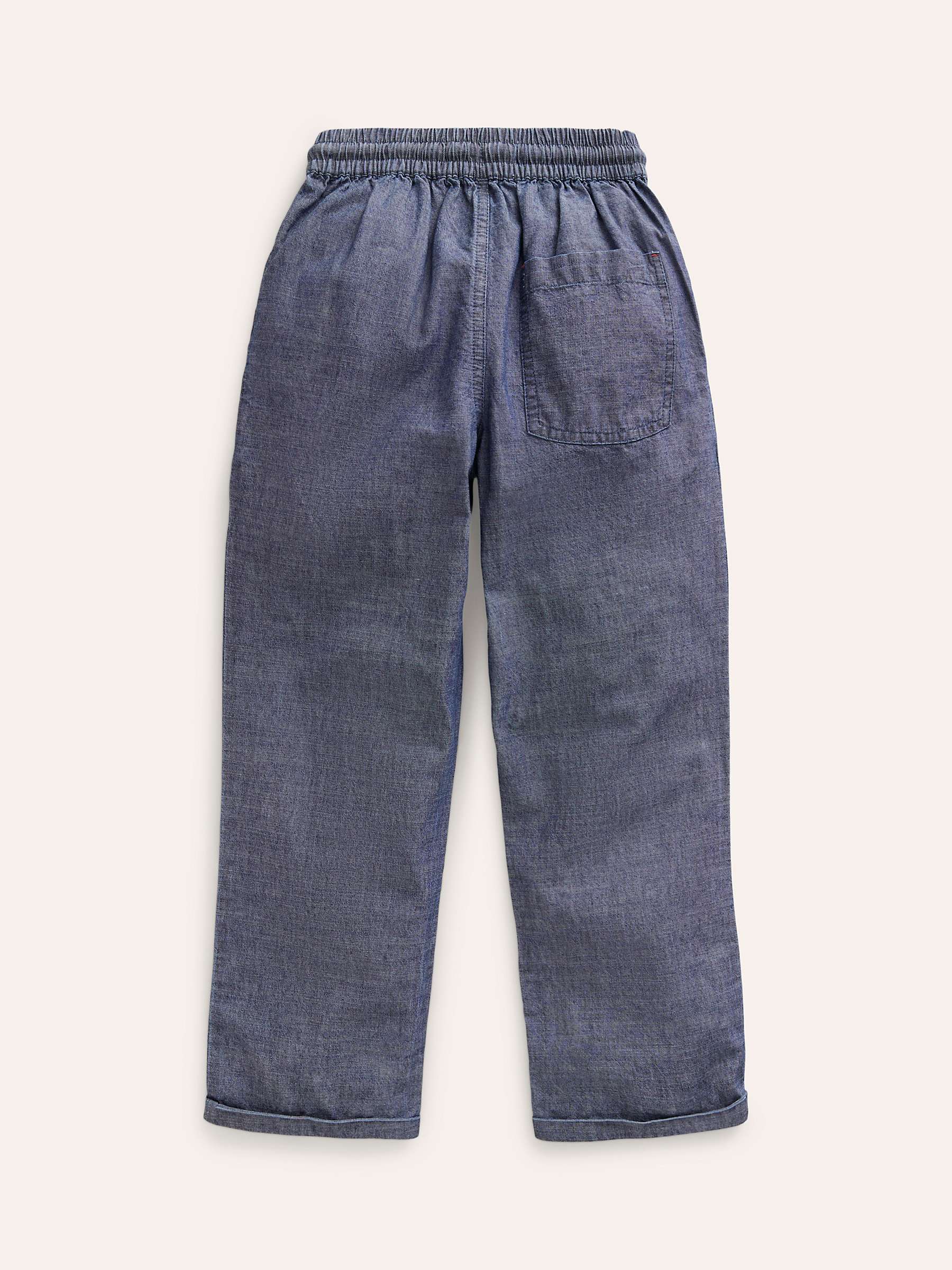 Buy Mini Boden Kids' Summer Pull On Trousers, Mid Chambray Online at johnlewis.com