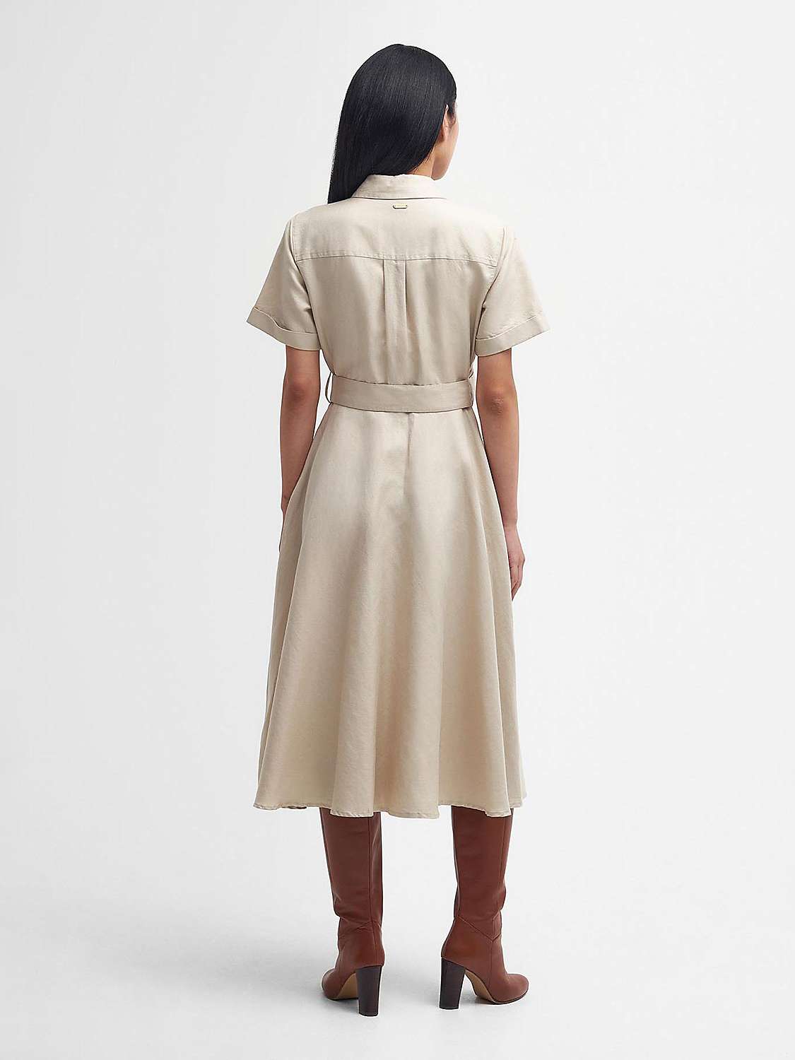 Buy Barbour Margaret Linen Blend Midi Shirt Dress, Safari Online at johnlewis.com