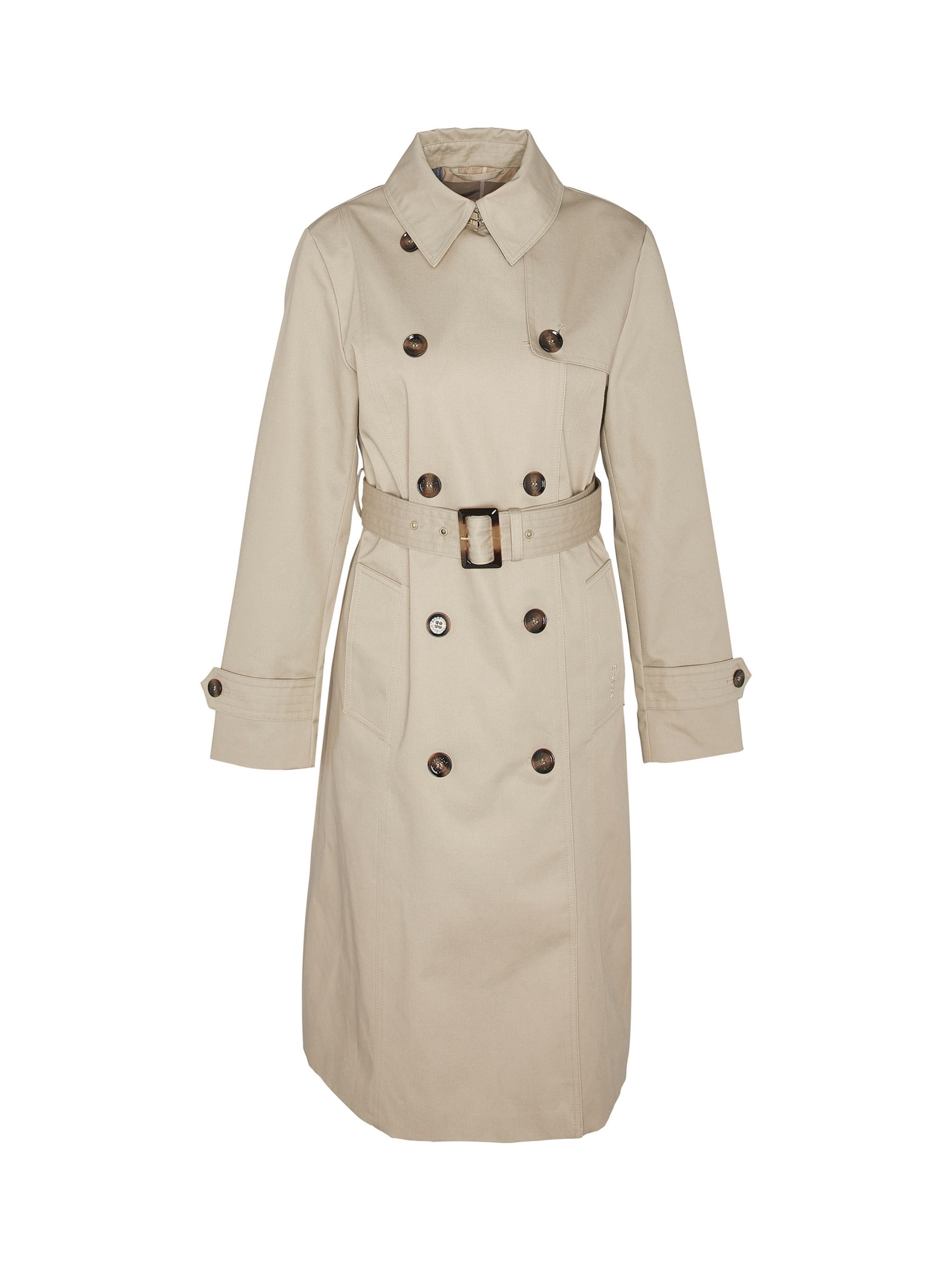 Barbour Greta Showerproof Trench Coat, Light Fawn/Primrose at John ...