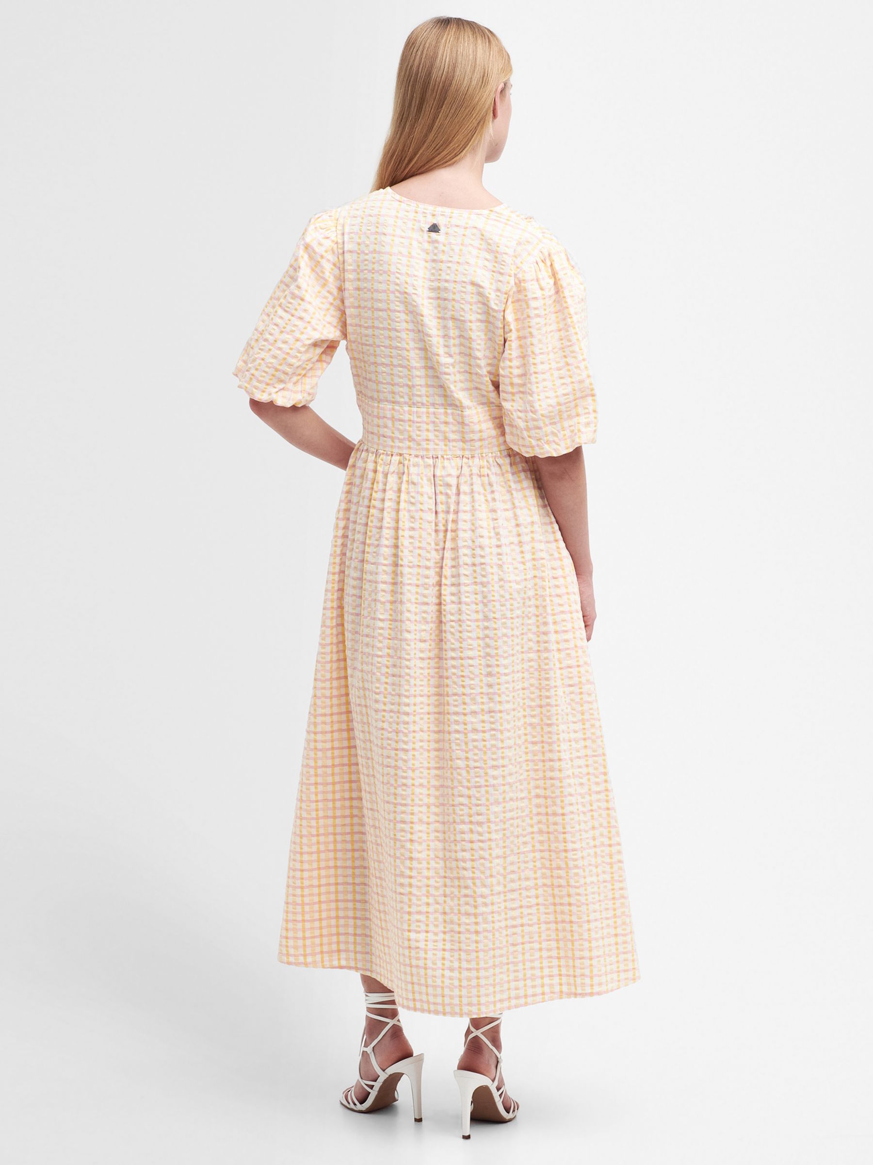 Barbour Belmont Cotton Midi Dress, Mallow Pink Check, 16