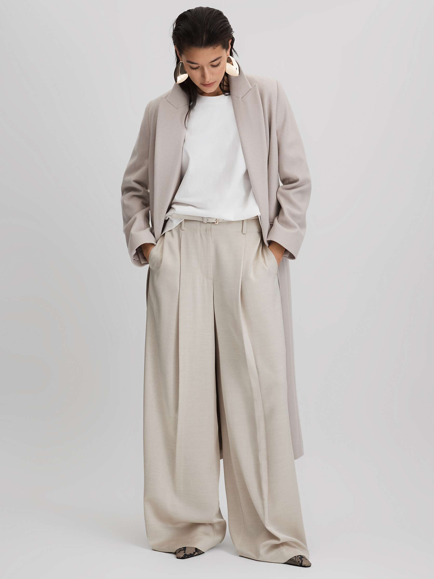 Buy Reiss Petite Isla Wide Leg Trousers, Champagne Online at johnlewis.com