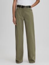 Reiss Dylan Flared Trousers, Black at John Lewis & Partners