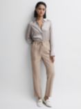 Reiss Petite Hailey Tapered Trousers, Mink