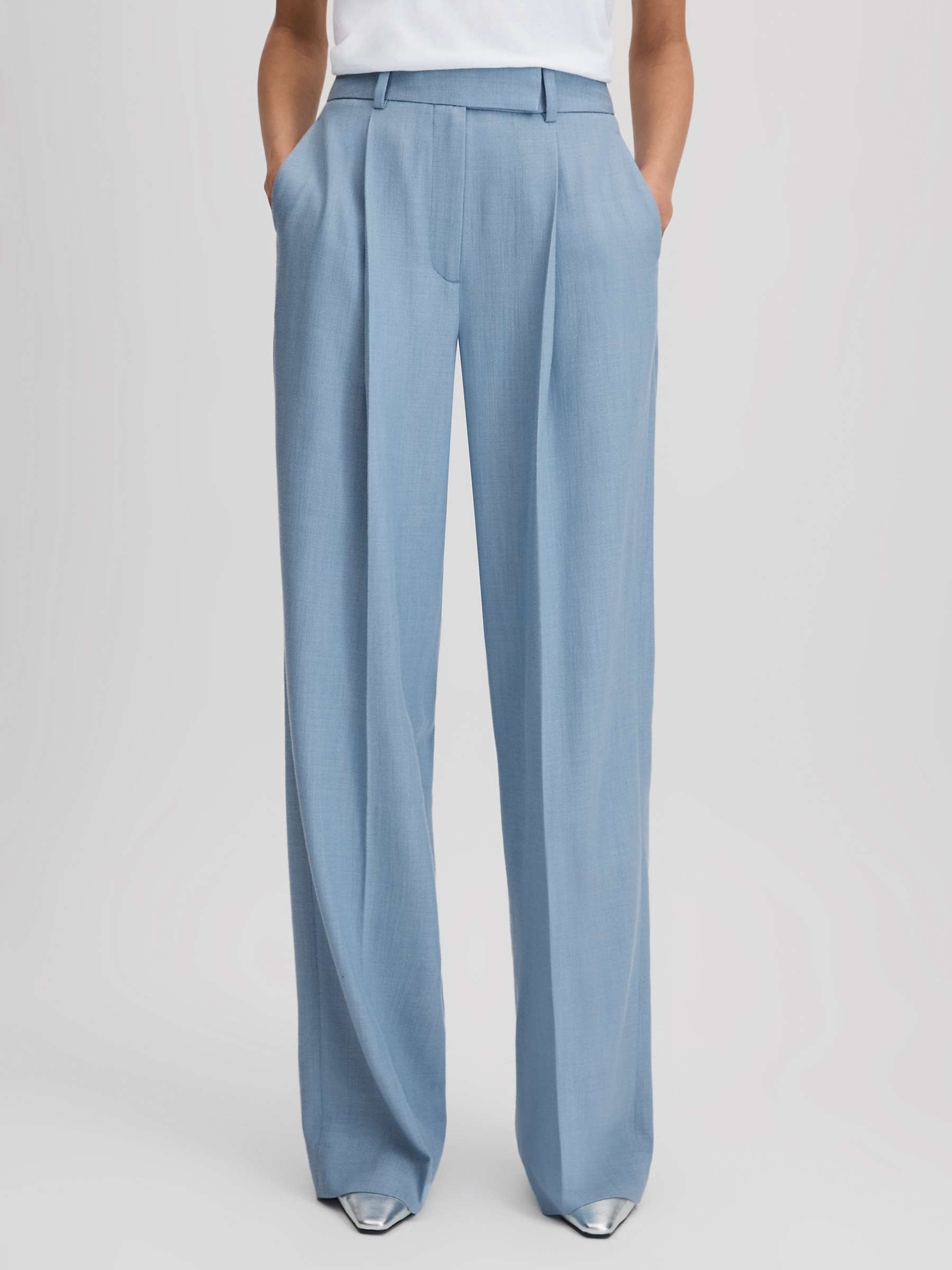 Buy Reiss Petite June Wide Leg Tailored Trousers, Blue Online at johnlewis.com