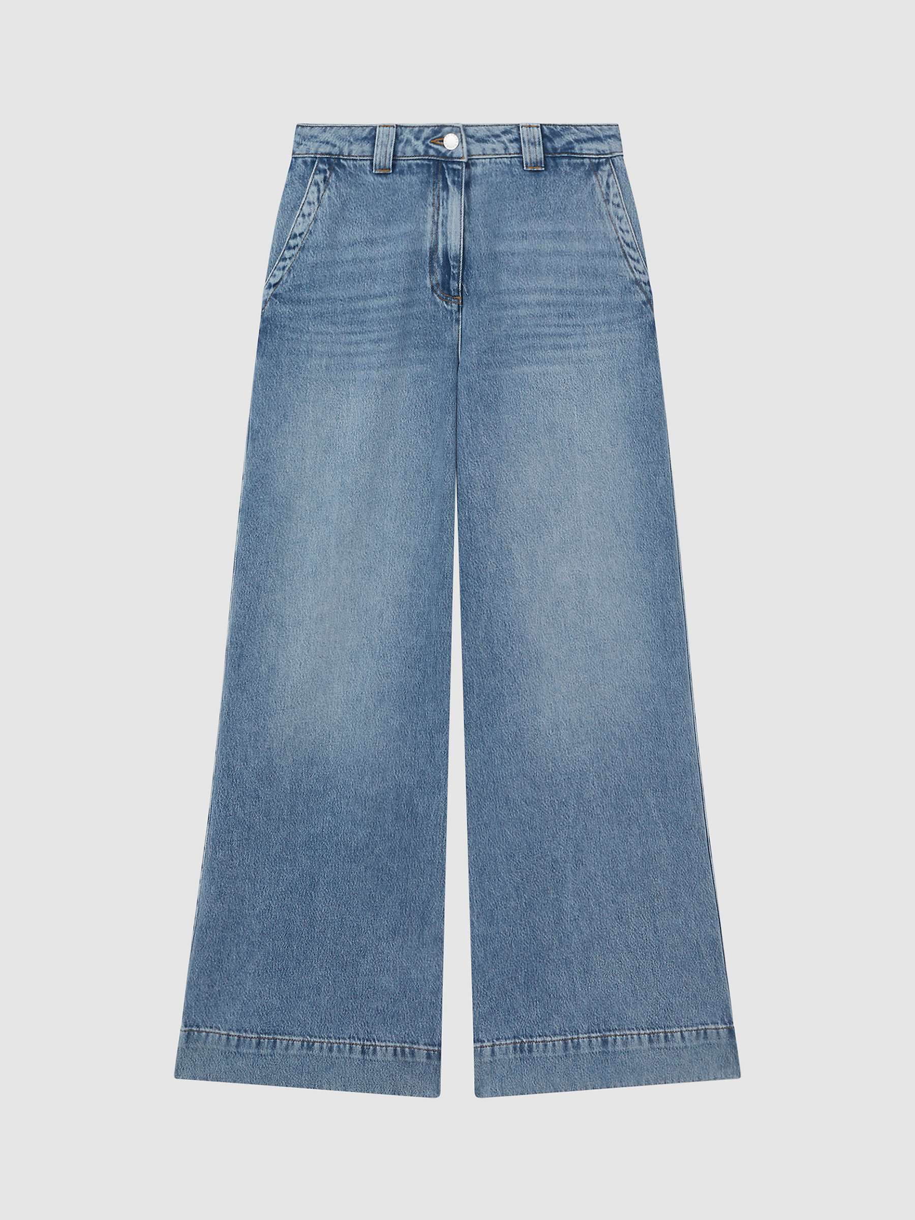 Buy Reiss Petite Olivia Lightweight Wide Leg Jeans, Light Blue Online at johnlewis.com