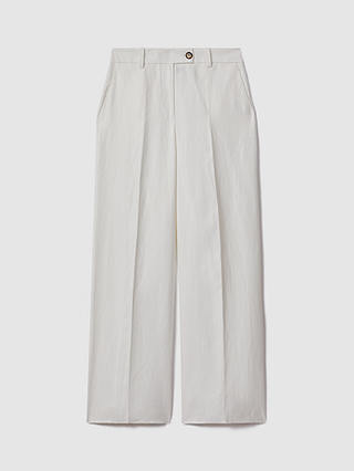 Reiss Petite Lori Linen Blend Wide Leg Trousers, White