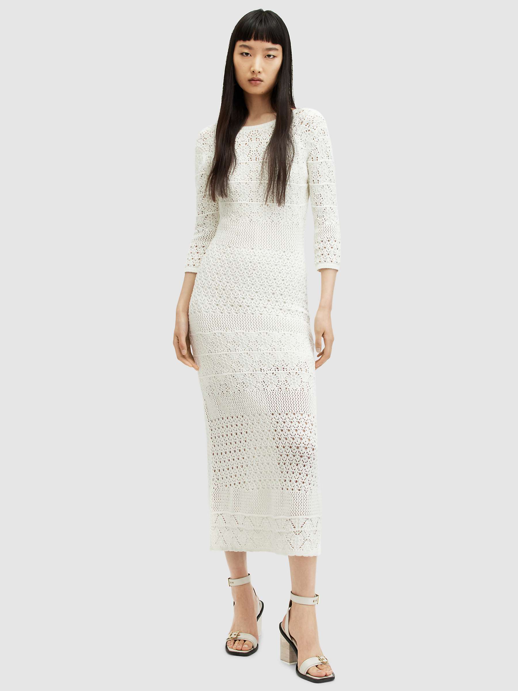 Buy AllSaints Briar Knitted Midi Dress, Chalk White Online at johnlewis.com