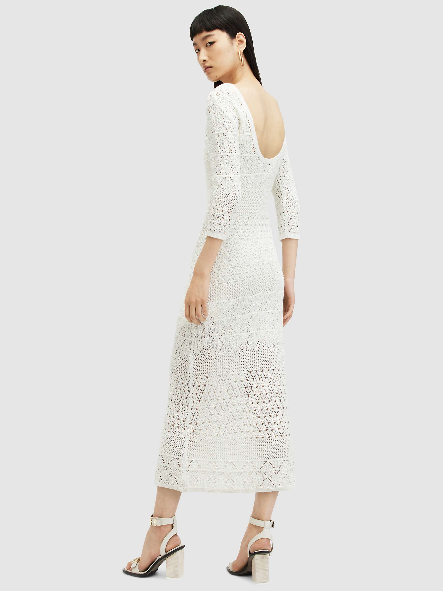 Buy AllSaints Briar Knitted Midi Dress, Chalk White Online at johnlewis.com